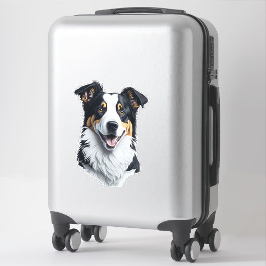 Sticker Bordure face Collie (Sur valise)