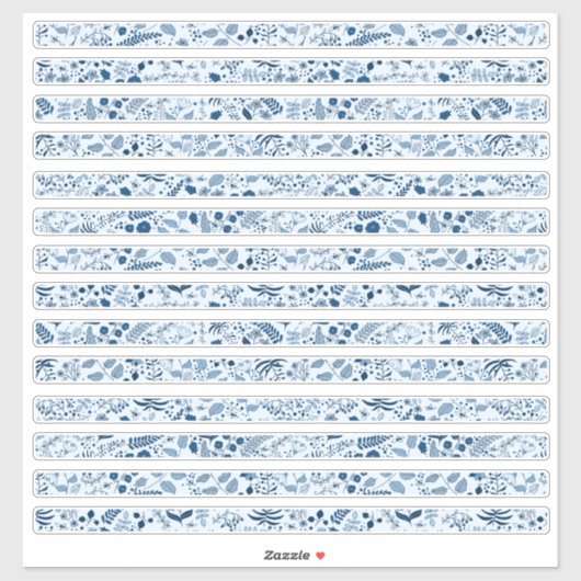 Sticker Bordures de fleurs boho bleues magnifiques (Feuille)