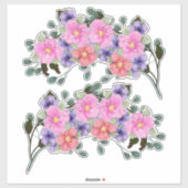 Sticker Bordures de fleurs d'aquarelle rose (Feuille)