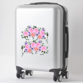 Sticker Bordures de fleurs d'aquarelle rose (Sur valise)