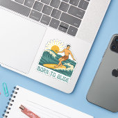 Sticker Born To Glide Cali Surfer -Retro Surf Art- Surfing (Ordinateur portable avec iPhone)