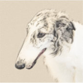 Sticker Borzoi (Argent Brindle) Peinture Chien Art origina (Devant)