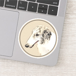 Sticker Borzoi (Argent Brindle) Peinture Chien Art origina