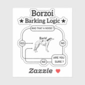 Sticker Borzoi Barking Logique Drôle propriétaire chien Sa (Feuille)