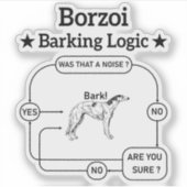 Sticker Borzoi Barking Logique Drôle propriétaire chien Sa (Devant)