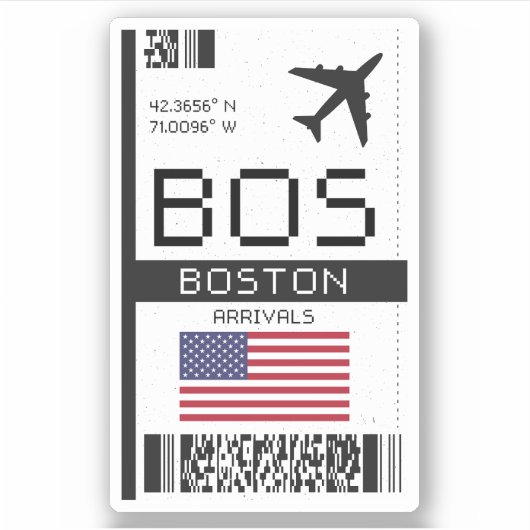 Sticker BOS Boston, United States Airport Boarding Pass (Devant)