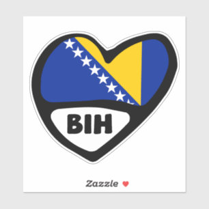 Sticker Bosnie-Herzégovine Code du pays Coeur du drapeau B
