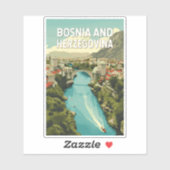 Sticker Bosnie-Herzégovine Illustration Art Voyage (Feuille)