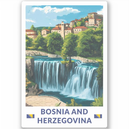 Sticker Bosnie-Herzégovine Jajce Illustration Art (Devant)