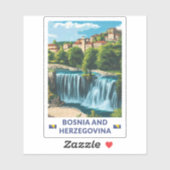 Sticker Bosnie-Herzégovine Jajce Illustration Art (Feuille)
