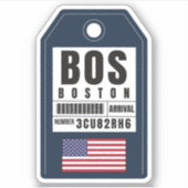 Sticker Boston Boarding Pass - Massachusetts BOS (Devant)