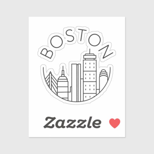 Sticker Boston City Skyline, boston ma skyline (Feuille)