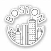Sticker Boston City Skyline, boston ma skyline (Recto)