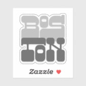 Sticker Boston Massachusetts Gray Bubble Letter (Feuille)