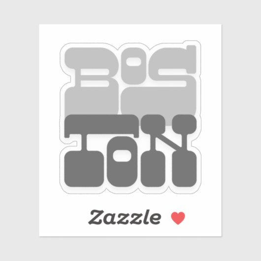 Sticker Boston Massachusetts Gray Bubble Letter (Feuille)