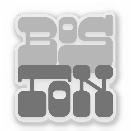 Sticker Boston Massachusetts Gray Bubble Letter (Devant)