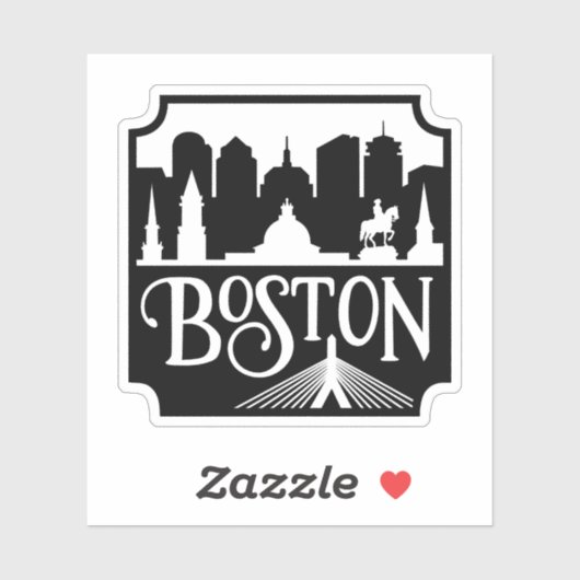 Sticker Boston Skyline (Feuille)