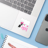 Sticker Boston Terrier Dog Mom Owner Cute Funny (Ordinateur portable avec iPhone)