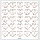 Sticker Botanical Heart in Pink and Red Shades Custom Text (Feuille)
