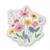 Sticker Botanical Wildflowers Floral Meadow Aesthetic (Devant)