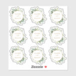 Sticker Botanique Gold Mariage de verdure clair<br><div class="desc">Cet autocollant clair mariage présente une aquarelle peinte de la verdure d'eucalyptus,  des feuilles verts et un cadre circulaire doré. Pour une personnalisation plus avancée de cette conception,  cliquez sur le BOUTON OUTIL DESIGN BLEU ci-dessus. Des articles correspondants sont également disponibles.</div>