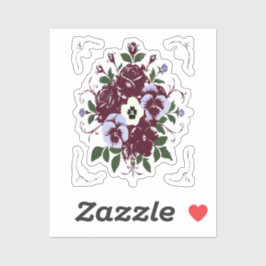 Sticker Botanisch Boeket Paarse Rozen