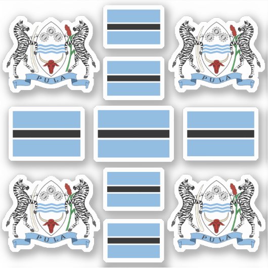 Sticker Botswana - national symbols /Coat of arms and flag (Devant)
