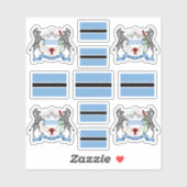 Sticker Botswana - national symbols /Coat of arms and flag (Feuille)