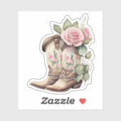 Sticker Botte de cowgirl roses (Feuille)