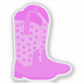 Sticker Bottes Cowboy avec étoiles rose (Devant)