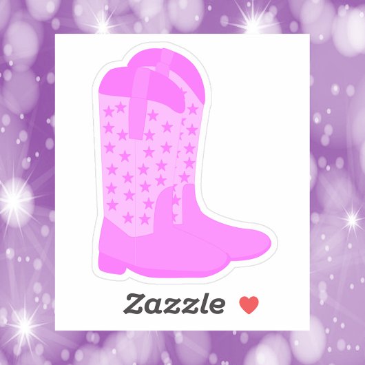 Sticker Bottes Cowboy avec étoiles rose