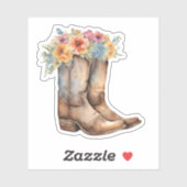 Sticker Bottes de cow-boy et fleurs (Feuille)