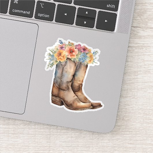 Sticker Bottes de cow-boy et fleurs (Détail)