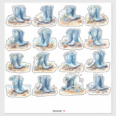 Sticker Bottes de cowgirl bleu clair (Feuille)
