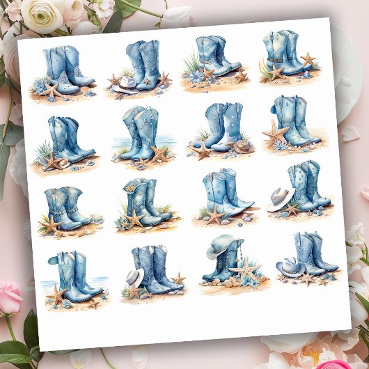 Sticker Bottes de cowgirl bleu clair