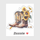 Sticker Bottes de cowgirl de tournesol (Feuille)