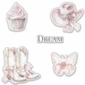 Sticker Bottes de cowgirl rose blanche (Devant)