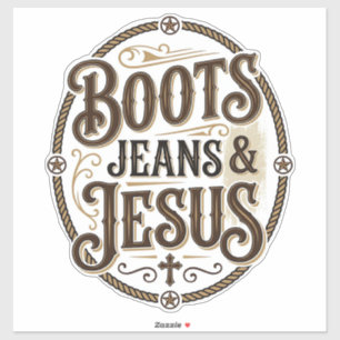 Sticker Bottes Jeans & Jésus Faith Vintage Western