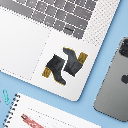 Sticker Bottes noires (Ordinateur portable avec iPhone)