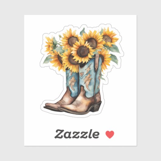 Sticker Bottes rustiques et tournesols étanches (Feuille)