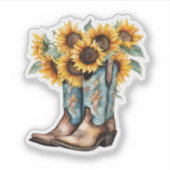 Sticker Bottes rustiques et tournesols étanches (Devant)