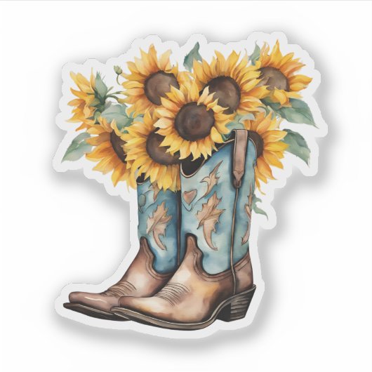 Sticker Bottes rustiques et tournesols étanches (Devant)
