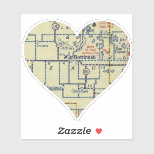 Sticker Bottineau Dakota du Nord (Feuille)