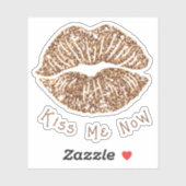 Sticker Bouche d'or "Kiss Me Now" Lèvres Vinyl (Feuille)