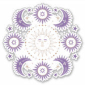 Sticker Bouchon céleste de soleil et de lune violet & or B (Devant)