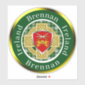 Sticker Bouclier irlandais de Brennan & Croix celtique per (Feuille)