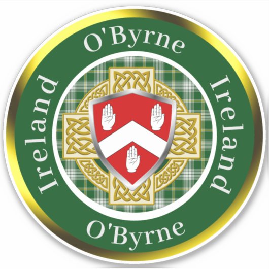 Sticker Bouclier irlandais O'Byrne & Croix celte personnal (Devant)