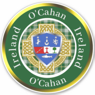 Sticker Bouclier irlandais O'Cahan & Croix celte personnal