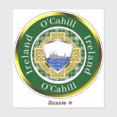 Sticker Bouclier irlandais O'Cahill & Croix celtique perso (Feuille)