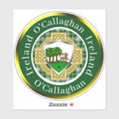 Sticker Bouclier irlandais O'Callaghan/Croix celtique pers (Feuille)